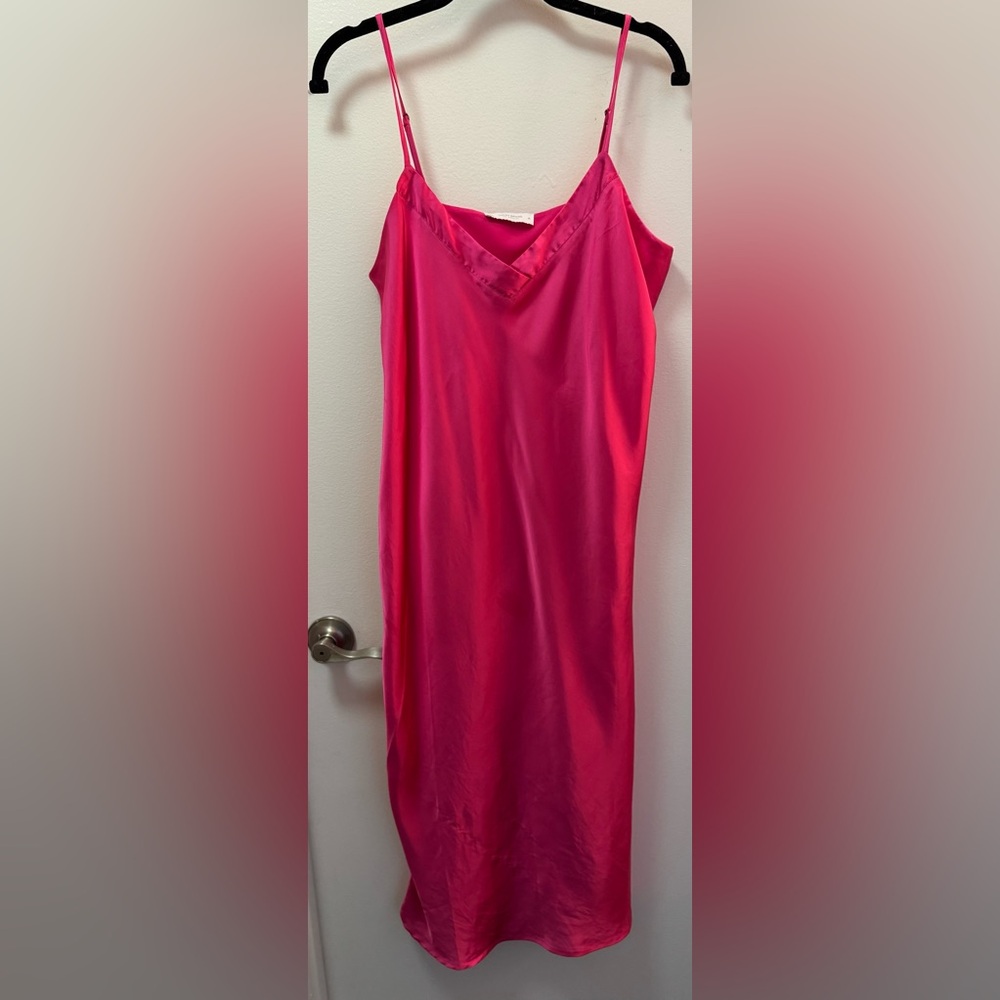 Lucky Brand Pink Silk Slip Dress | Feminine Midi Dress